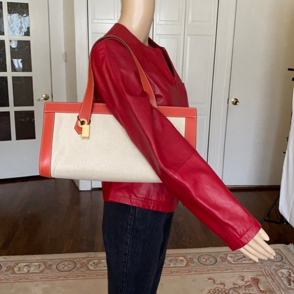 Loro Piana leather trim canvas baguette bag - Picture 3 of 16